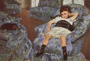 Mary Cassatt Ligttle Girl in a Blue Armchari oil painting artist